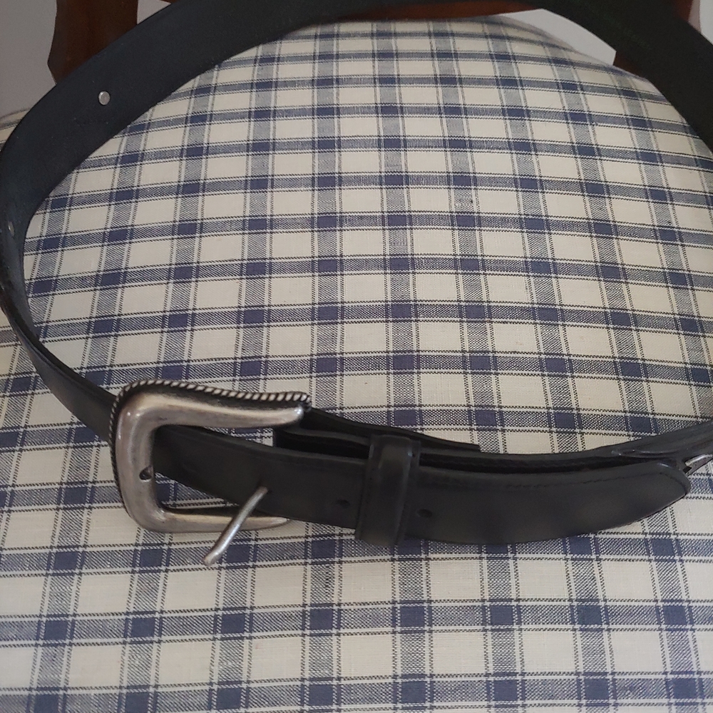 Men's Black Leather Belt Western Style Size 38